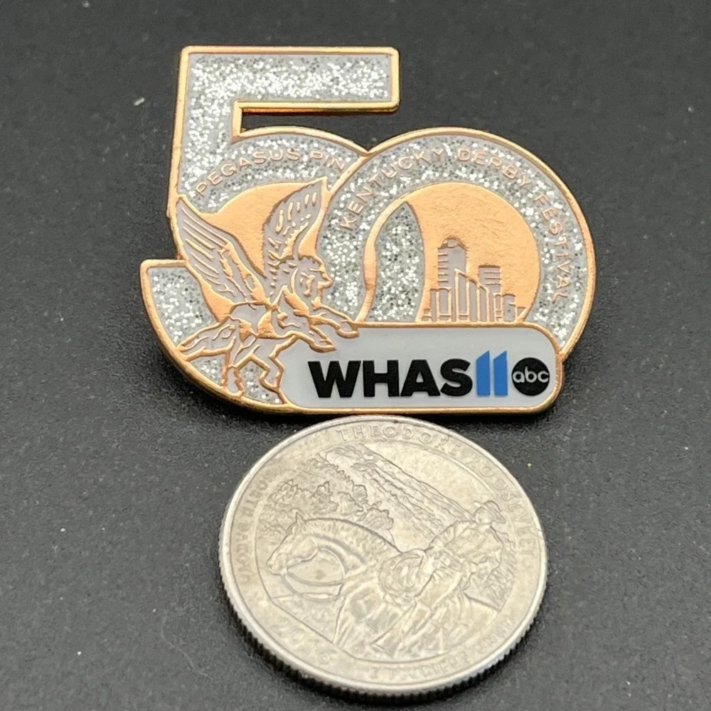 WHAS 11 ABC 50th Anniversary Pegasus‎ Kentucky Derby Festival Lapel Hat Pin